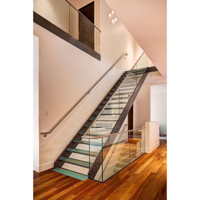 Glass Railing Open Stringer U Channel Stringer Straight Stair Glass Steps Glass Railing GRT-SS12 ...